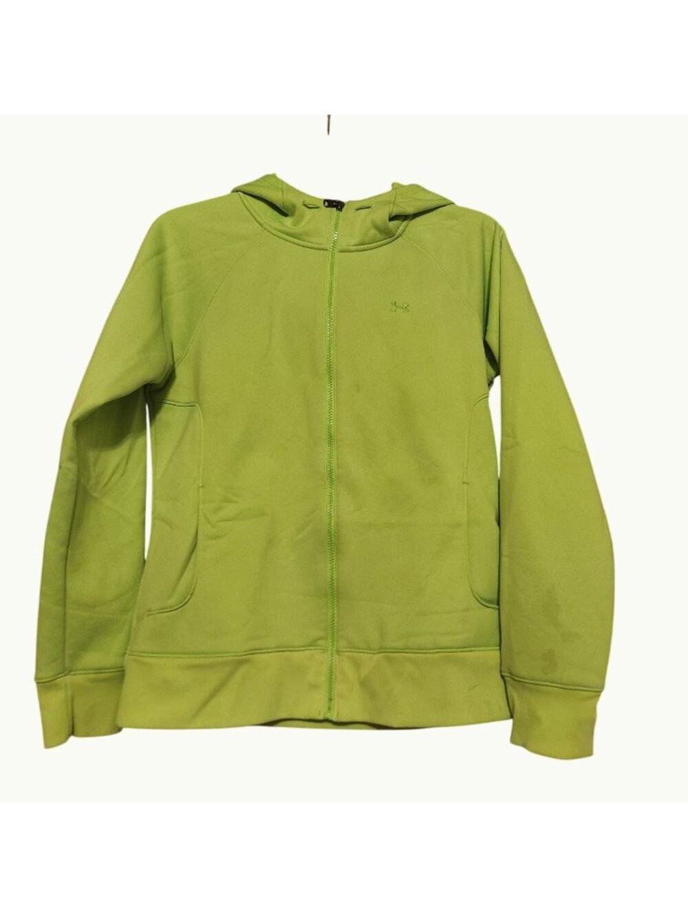 Green Hi-vise Full Zipper Under Armour Hoodie Size Large 100% polyester